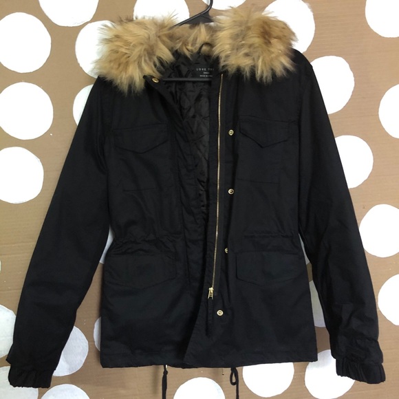 • love tree • faux fur collared jacket - Picture 2 of 7